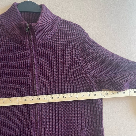 LL Bean Mens Waffle Knit Full Zip Cardigan Maroon Gorpcore Old Money size L - Picture 13 of 16